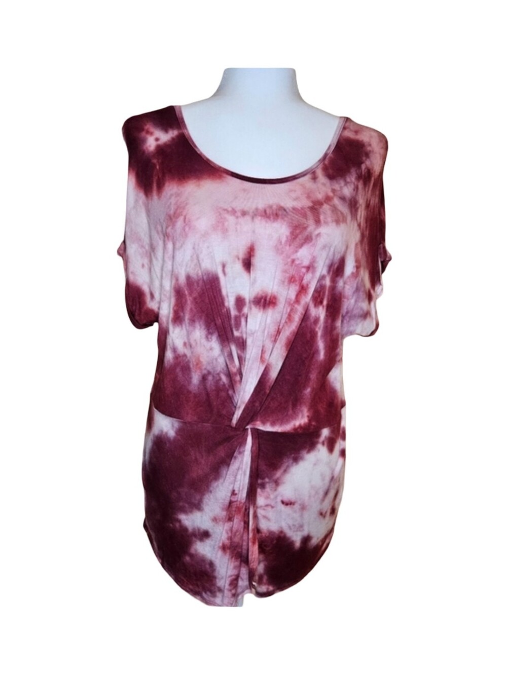 Coco's CloZet Burgundy Tie Dye Twist Front Top M LIKE NEW